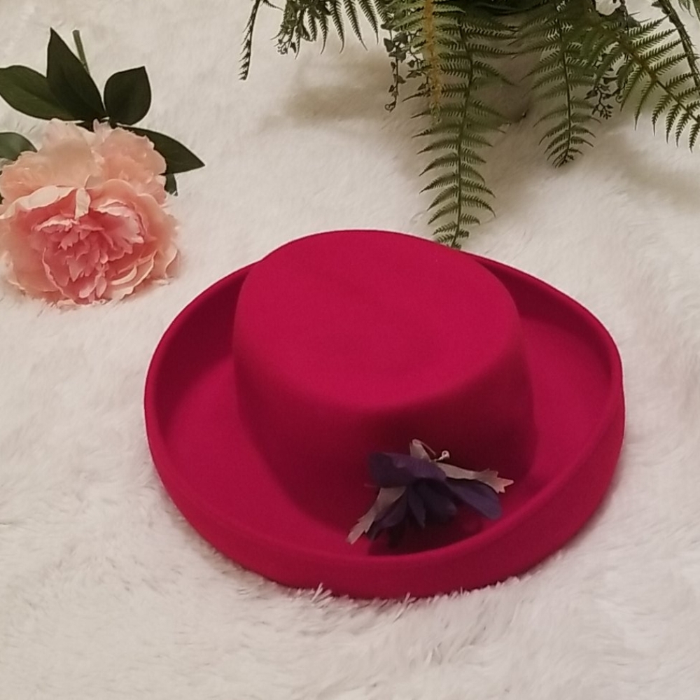 Red Hat Society Scala 100 % Wool Red Fedora Hat
